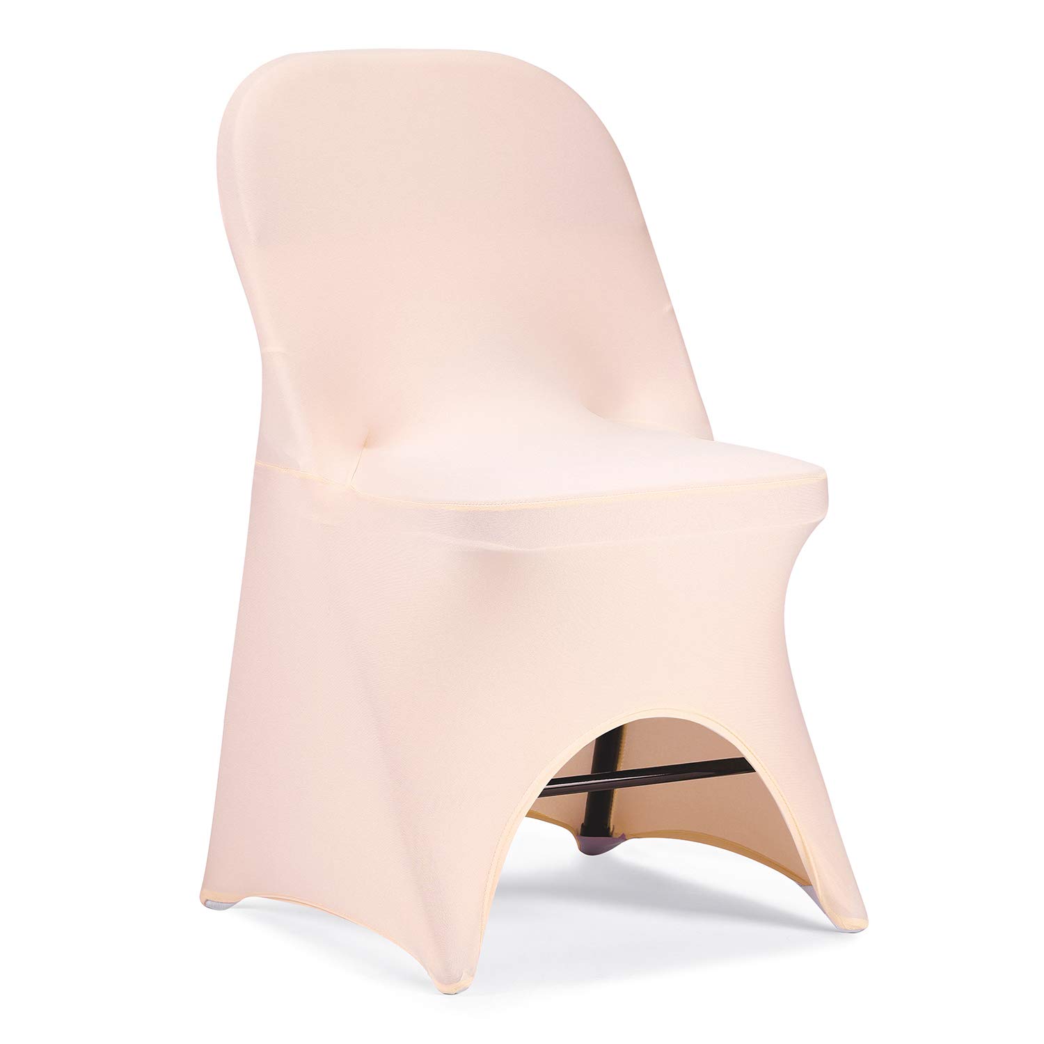 Peomeise Stretch Spandex Folding Chair Covers - 12 Pack Blush Pink Open Back Design for Wedding, Party, Banquet & Events - Perfect for Indoor/Outdoor Dining, Ceremonies & Special Occasions