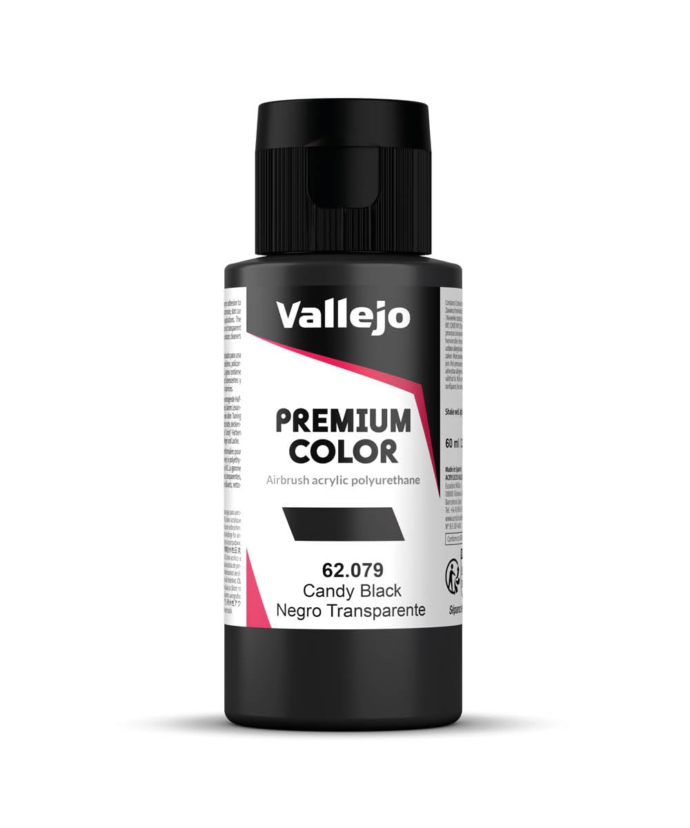 Vallejo Candy Black Premium RC Paint - High Gloss Metallic Finish for RC Cars, Models & Hobby Projects - Perfect for Airbrush & Custom Painting
