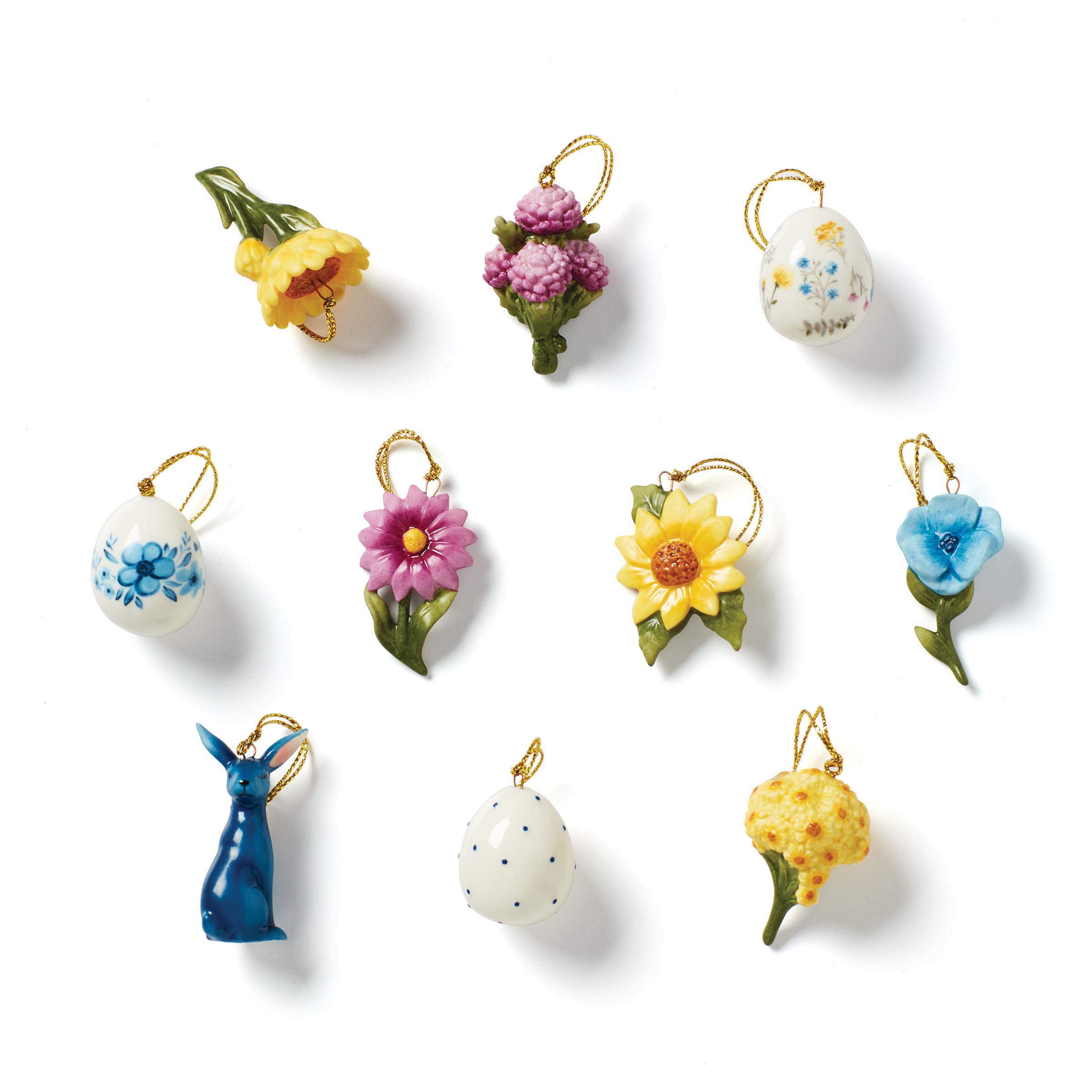 Lenox Floral Easter 10-Piece Ornament Set - 0.45 LB Multicolor Spring Decorations - Perfect for Easter Tree Decor, Home Party & Holiday Gift Giving