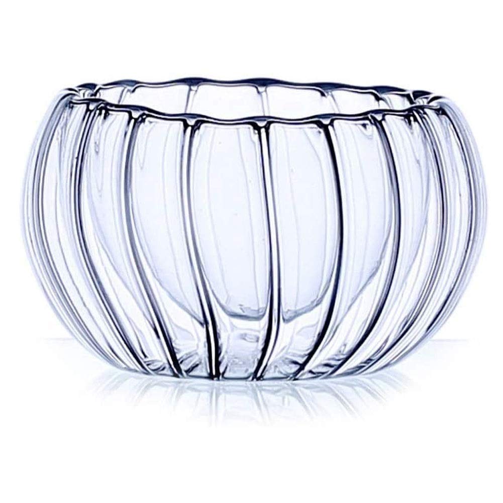 Premium Whiskey Decanter Set with 6 Engraved Double Wall Glass Shot Glasses - Elegant Mini Pumpkin Stripe Design, Heat-Resistant for Liquor, Wine & Tea - Perfect for Home Bars, Gifts & Entertaining