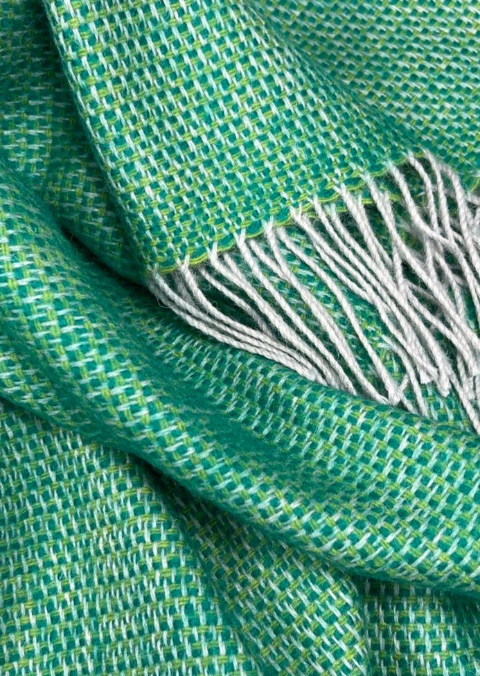 McNutt Wool Throw Blanket - Soft & Cozy Summer Green - Perfect for Couch, Bed, and Outdoor Picnics