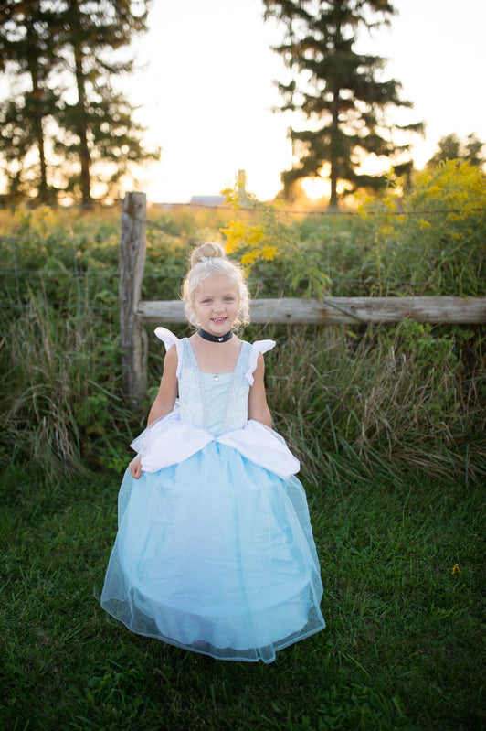 Deluxe Cinderella Princess Dress for Girls Size 3-4 | Sparkly Blue Ball Gown Costume for Birthday Party, Halloween & Dress-Up Play