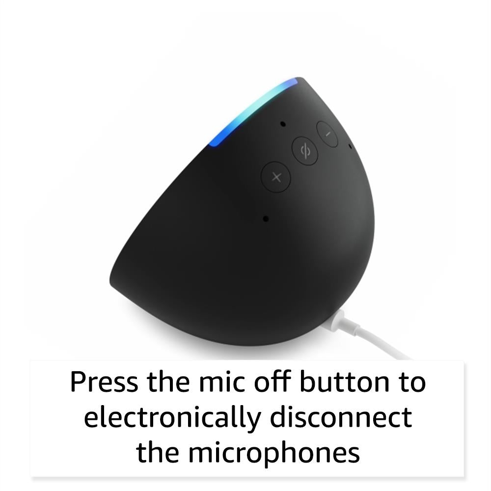 Amazon Echo Pop Compact Smart Speaker with Alexa (Charcoal) - Perfect for Bedroom, Kitchen & Small Spaces | Voice Control, Music Streaming & Smart Home Hub