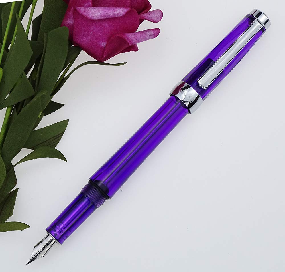 Lanxivi 3-Pack Transparent Fountain Pens - Fine Nib for Smooth Writing - Office & Calligraphy Use