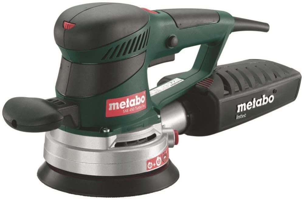Metabo SXE 450 TurboTec 350 Watt Electronic Disc Sander - Powerful Sanding Tool for Woodworking, Metal Polishing & DIY Projects