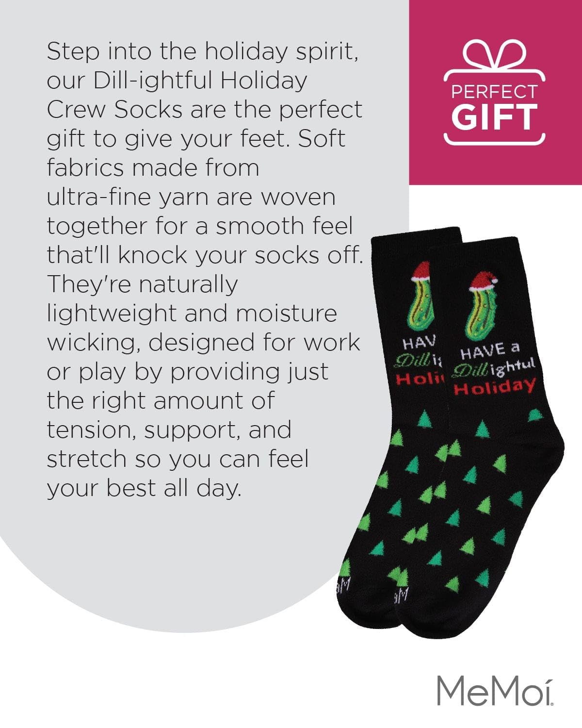 MeMoi Women's Holiday Crew Socks - Festive Christmas Knit Socks with Dill Pattern - Cozy Gift for Her - Perfect for Winter, Christmas Parties & Home Decor