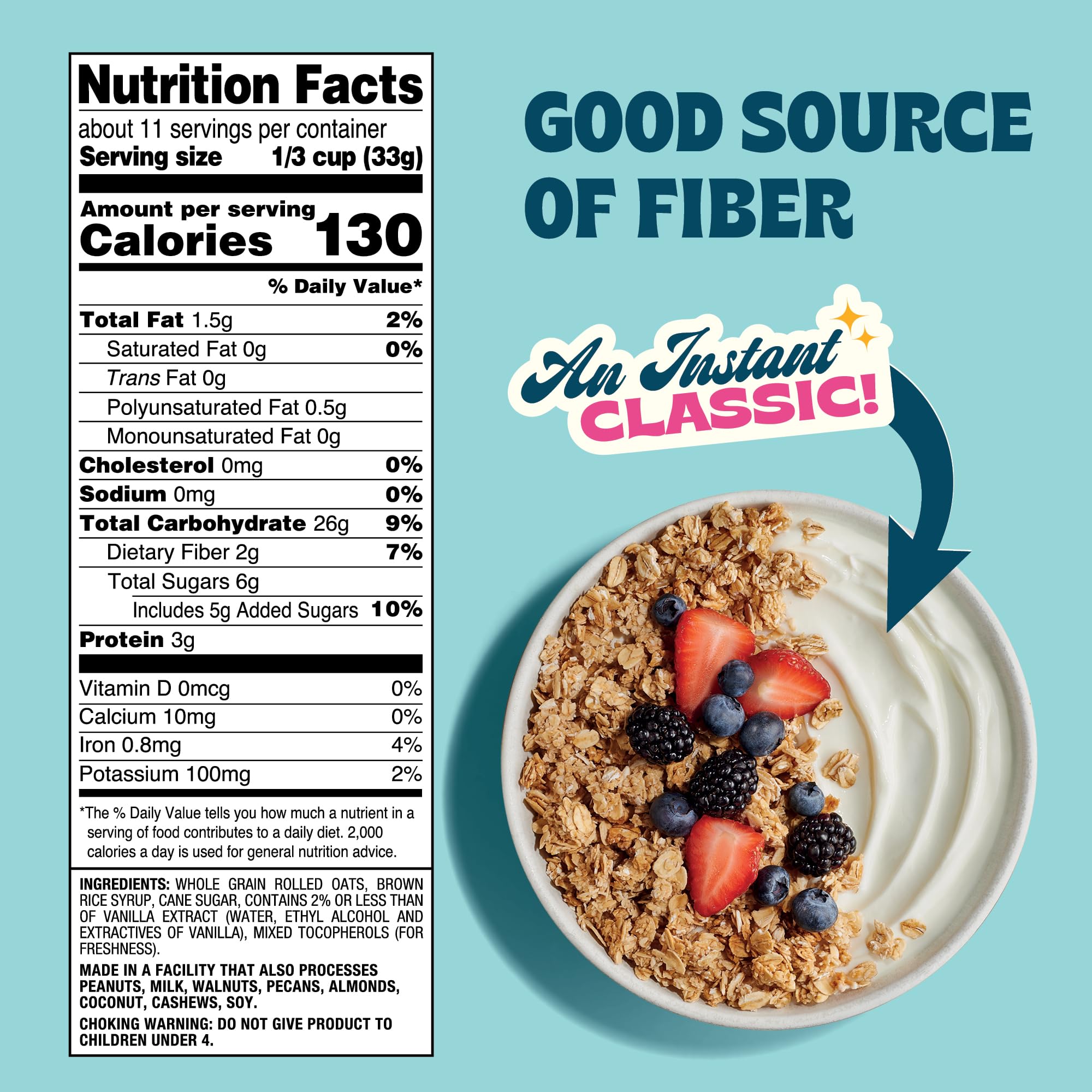 Organic Granola Cereal - Gluten Free, Non-GMO, Vegan Snacks - for Breakfast & Hiking