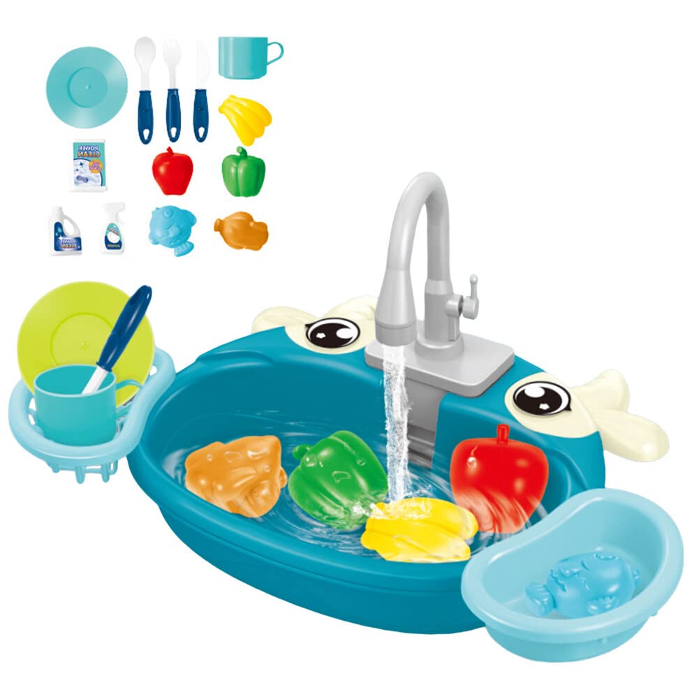 Electric Kids Play Kitchen Sink Toy Set - Realistic Pretend Role Play Kitchen Toys for Toddlers, Boys & Girls - Perfect for Birthday Gifts & Indoor Pretend Play Activities