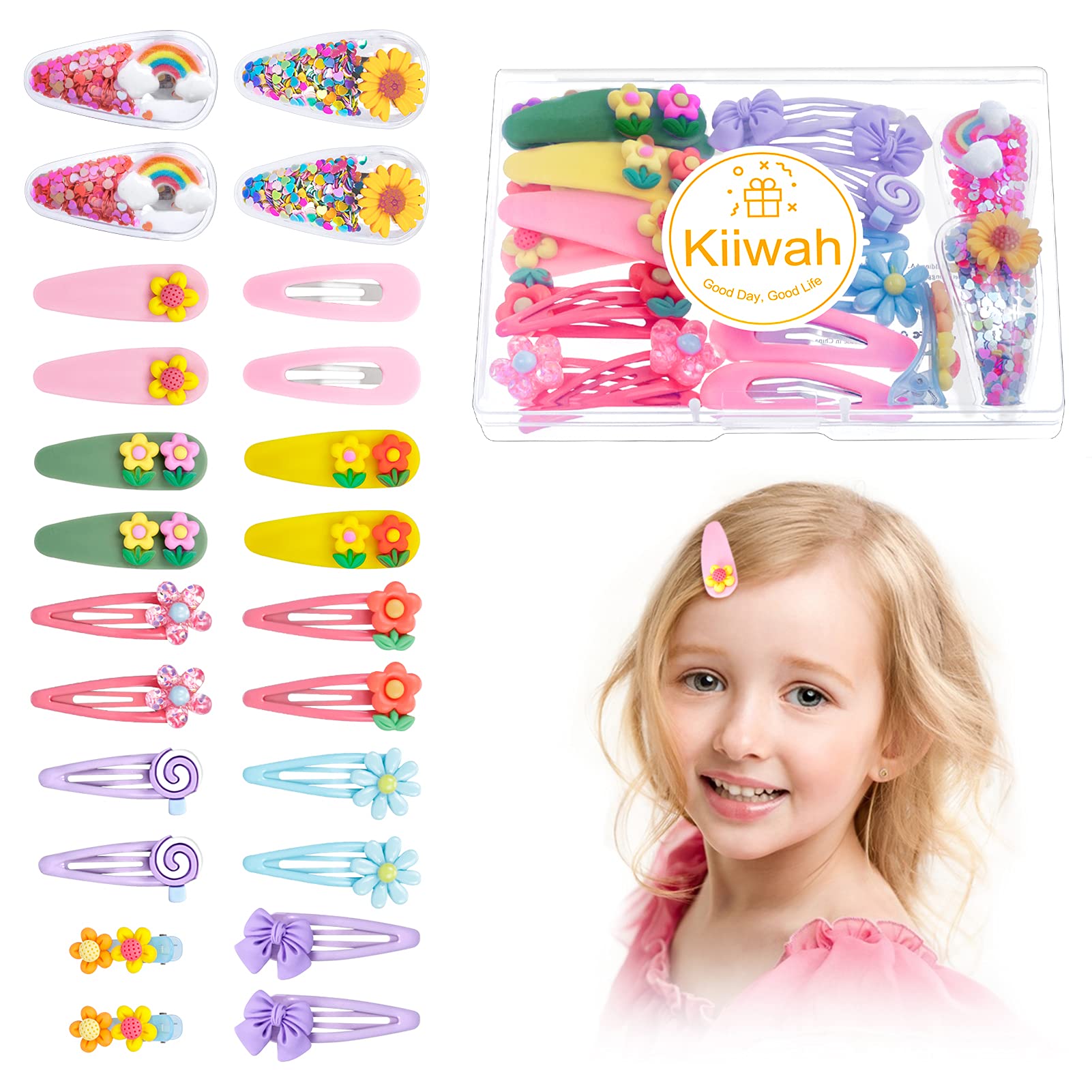 24pcs Non-Slip Snap Hair Clips for Girls & Toddlers | Colorful Baby Hair Barrettes & Hair Accessories | Perfect for School, Parties & Daily Styling