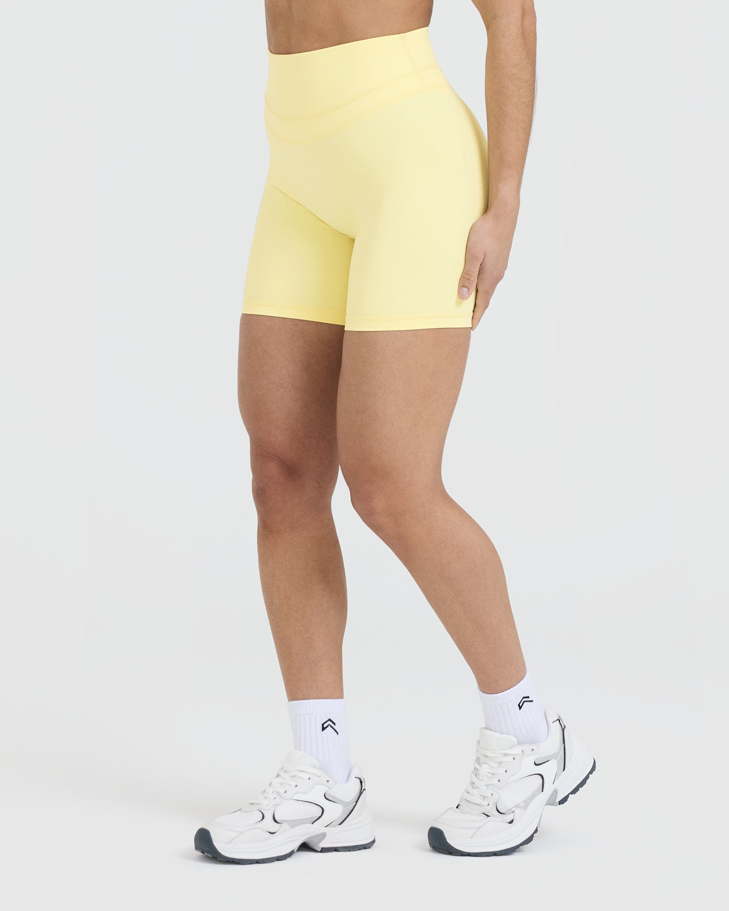 Unified High Waisted Workout Shorts for Women - 6 Inch Inseam, Sherbet Yellow | Perfect for Yoga, Running & Gym