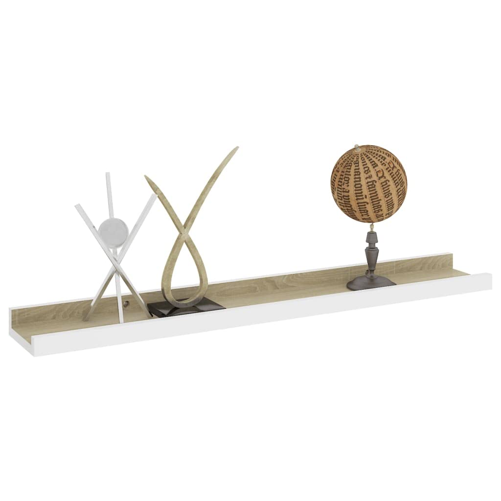 Floating Shelves for Wall - Set of 4 Wooden Wall Shelves in White & Sonoma Oak (23.6