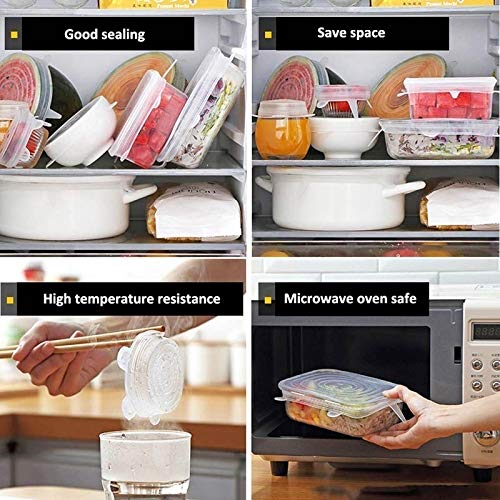**Reusable Silicone Stretch Lids & Bowl Covers – 12-Pack Food Saver Set (6 Sizes) for Fresh Storage – Fits Various Kitchen Containers – Perfect for Meal Prep, Leftovers & Refrigerator Organization**