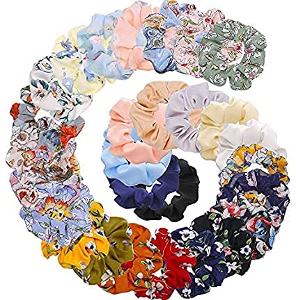 FAMEZA 6 Pack Satin Hair Scrunchies for Women - Soft Elastic Hair Ties, Ponytail Holders, Hair Accessories for Girls (Brown) - Perfect for Work, Gym, Yoga & Everyday Use