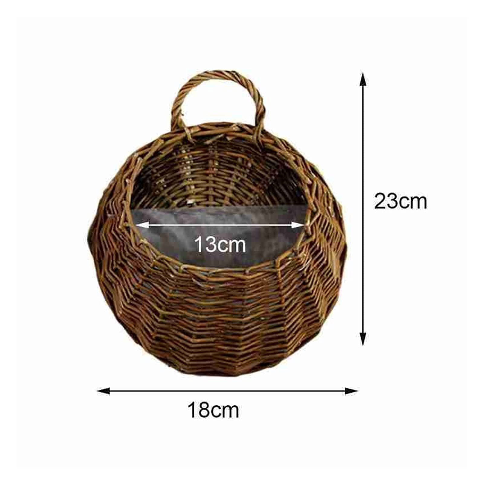 JSJJAWD Large Handmade Wicker Rattan Hanging Flower Pot Basket - Rustic Wall-Mounted Garden Planter for Indoor/Outdoor Decor (Brown) | Perfect for Patio, Balcony & Home Decoration