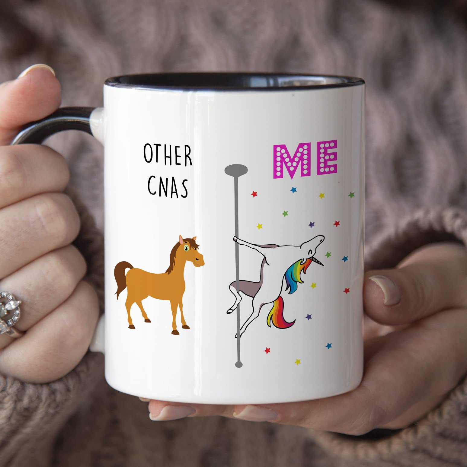 YouNique Designs 11oz White Unicorn CNA Mug - Certified Nursing Assistant Gift for Women, Perfect for CNA Week & Daily Coffee Breaks (Black Handle)