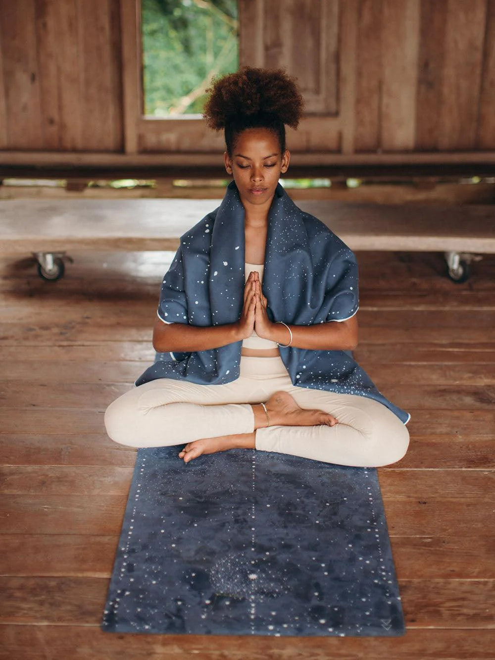 Yoga Design Lab Non-Slip Mat Towel - Celestial Print for Hot Yoga, Pilates & Home Workouts - Eco-Friendly & Absorbent Yoga Accessory