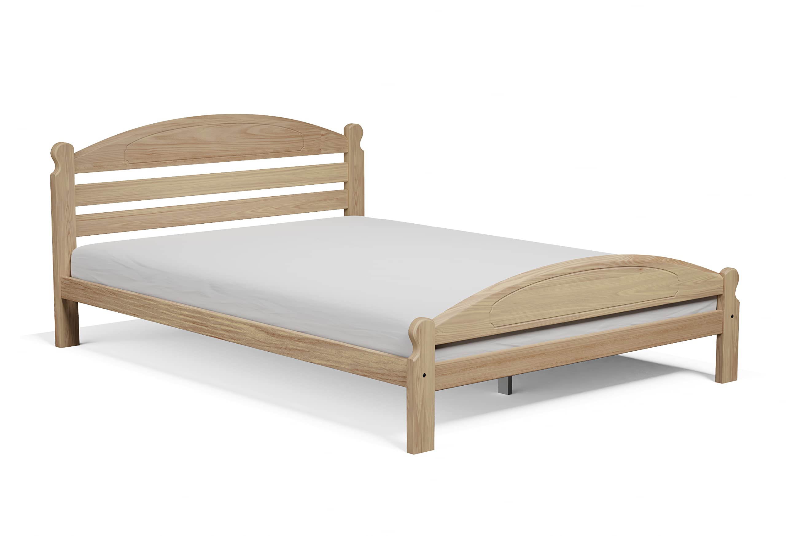 Solid Pine Wood Full-XL Bed Frame with Hardwood Slats - Unfinished Wooden Bed for Adults - Easy Assembly - Perfect for Master Bedroom, Guest Room or Dormitory