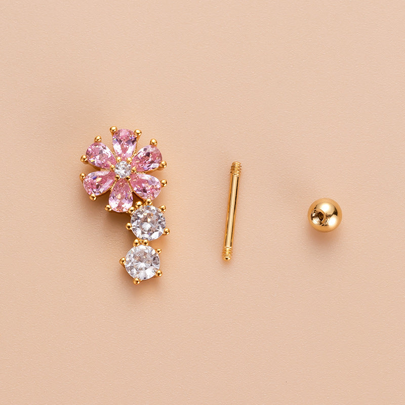 20G Cartilage Heart Stud Earrings - Floral Tragus & Conch Dangle Piercing Jewelry | Perfect for Daily Wear, Parties & Special Occasions