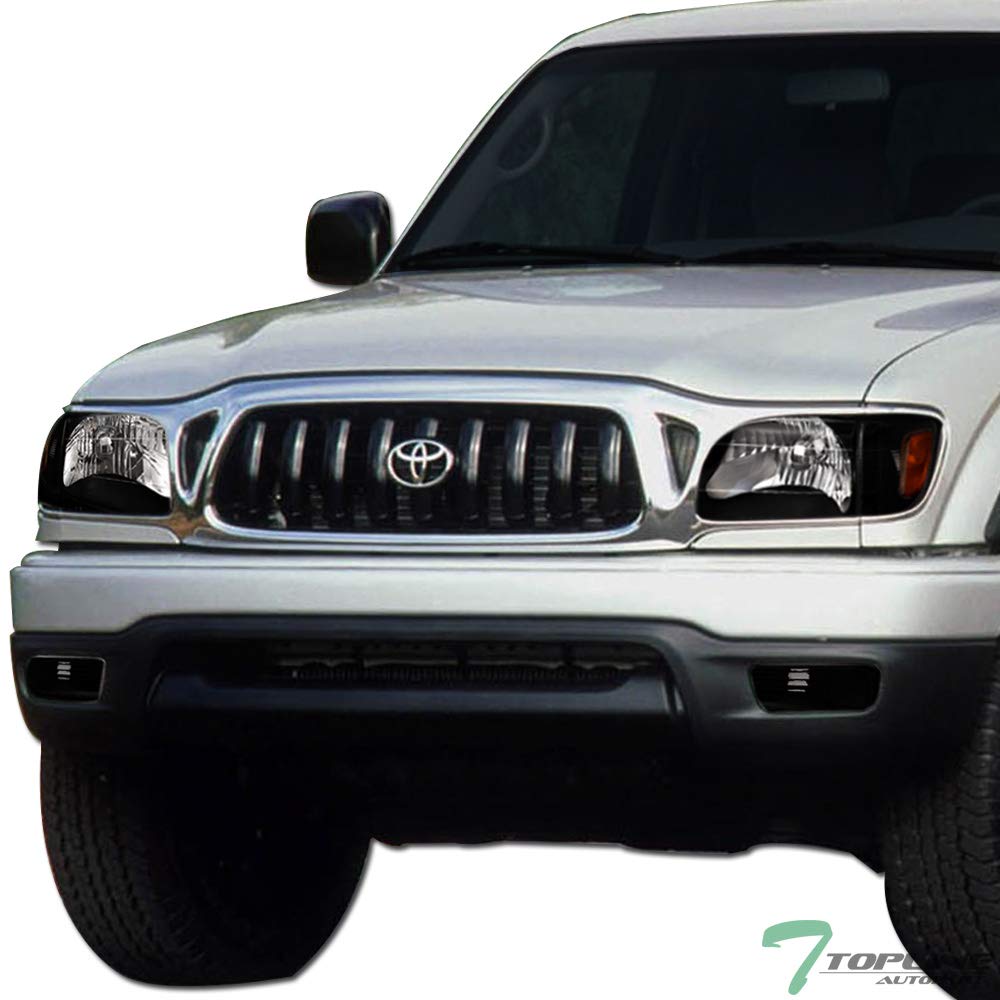 R&L Racing Black Factory Style Headlights with Corner Signal & Bumper Lamp Amber - Compatible with Toyota Tacoma 2001-2004 | Durable LED Lighting for Off-Road Adventures & Night Driving