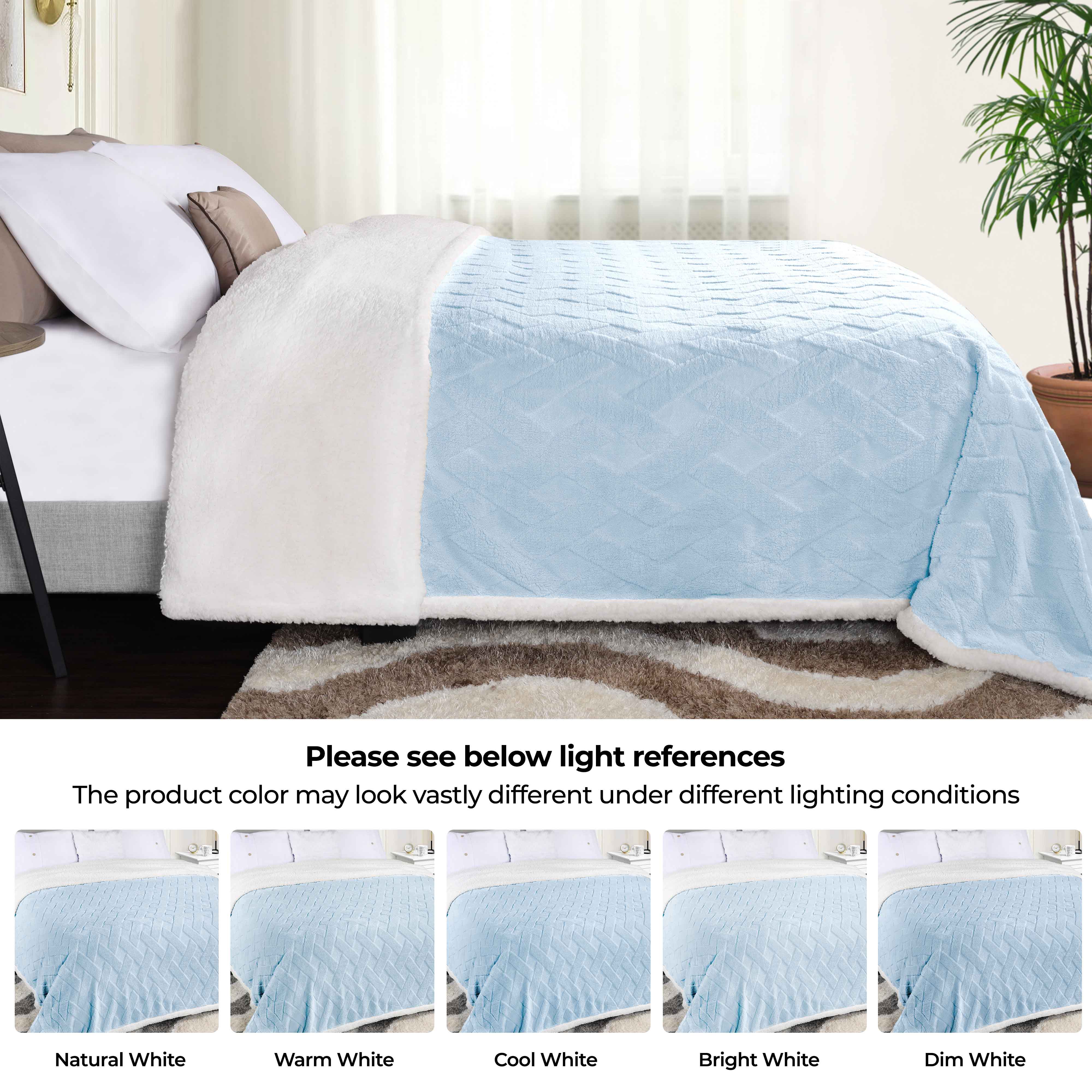 Nuuk Reversible Jacquard Lattice Plush Sherpa Fleece Blanket - Soft Cozy Throw for Couch, Bed & Travel - Perfect for Winter Nights, Camping & Home Decor
