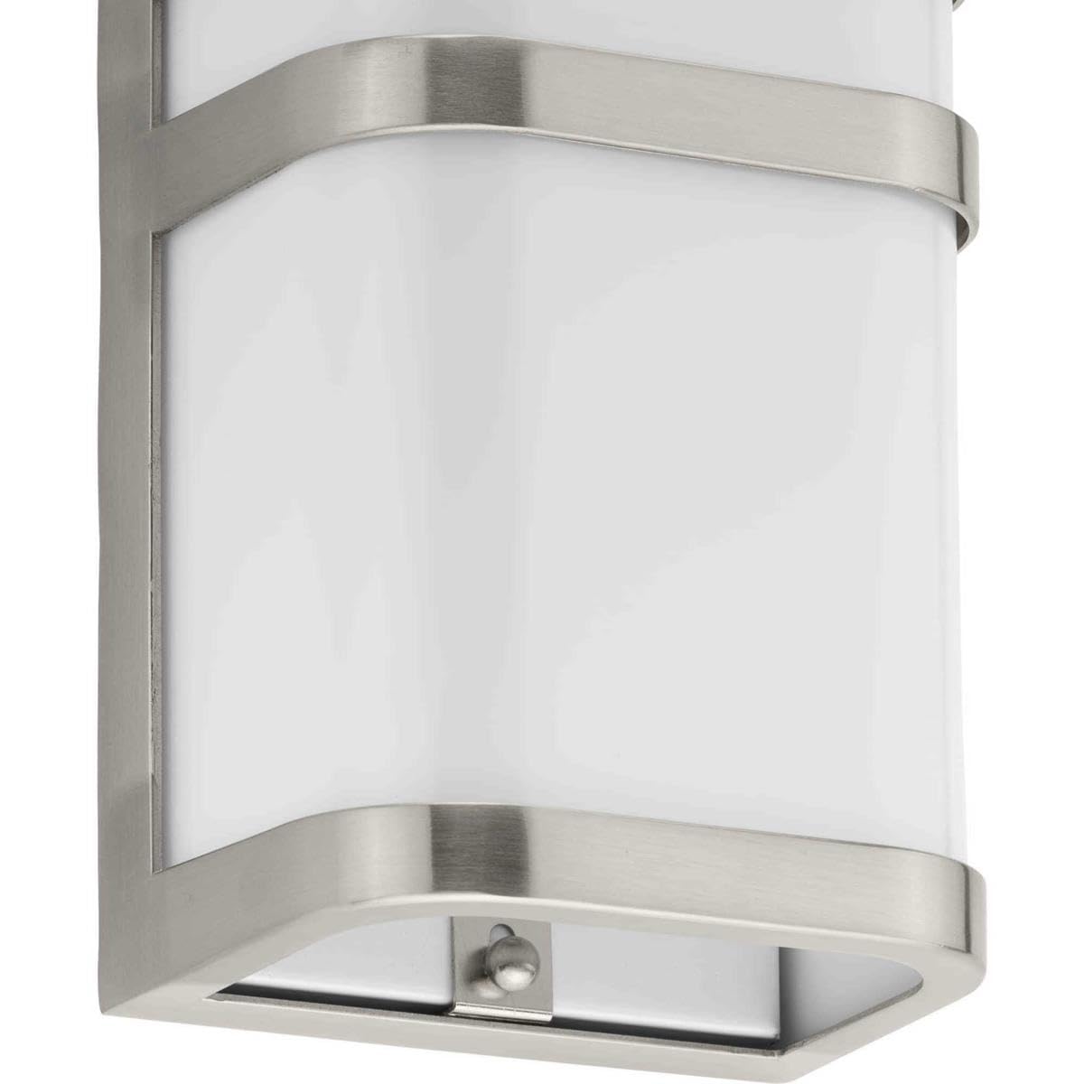 Progress Lighting Valera LED 1-Light Modern Outdoor Wall Lantern - Matte White Acrylic Shade, Brushed Nickel Finish - Perfect for Porch, Patio, and Entryway Lighting
