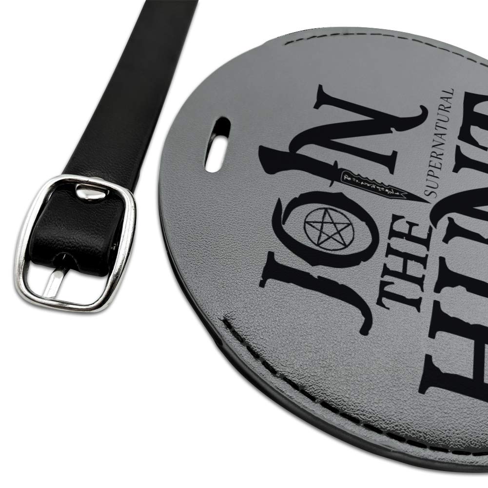 Supernatural Join The Hunt Round Leather Luggage Tag - Personalized Carry-On ID Tag for Suitcases & Travel Bags - Perfect for Air Travel, Business Trips & Vacation Identification