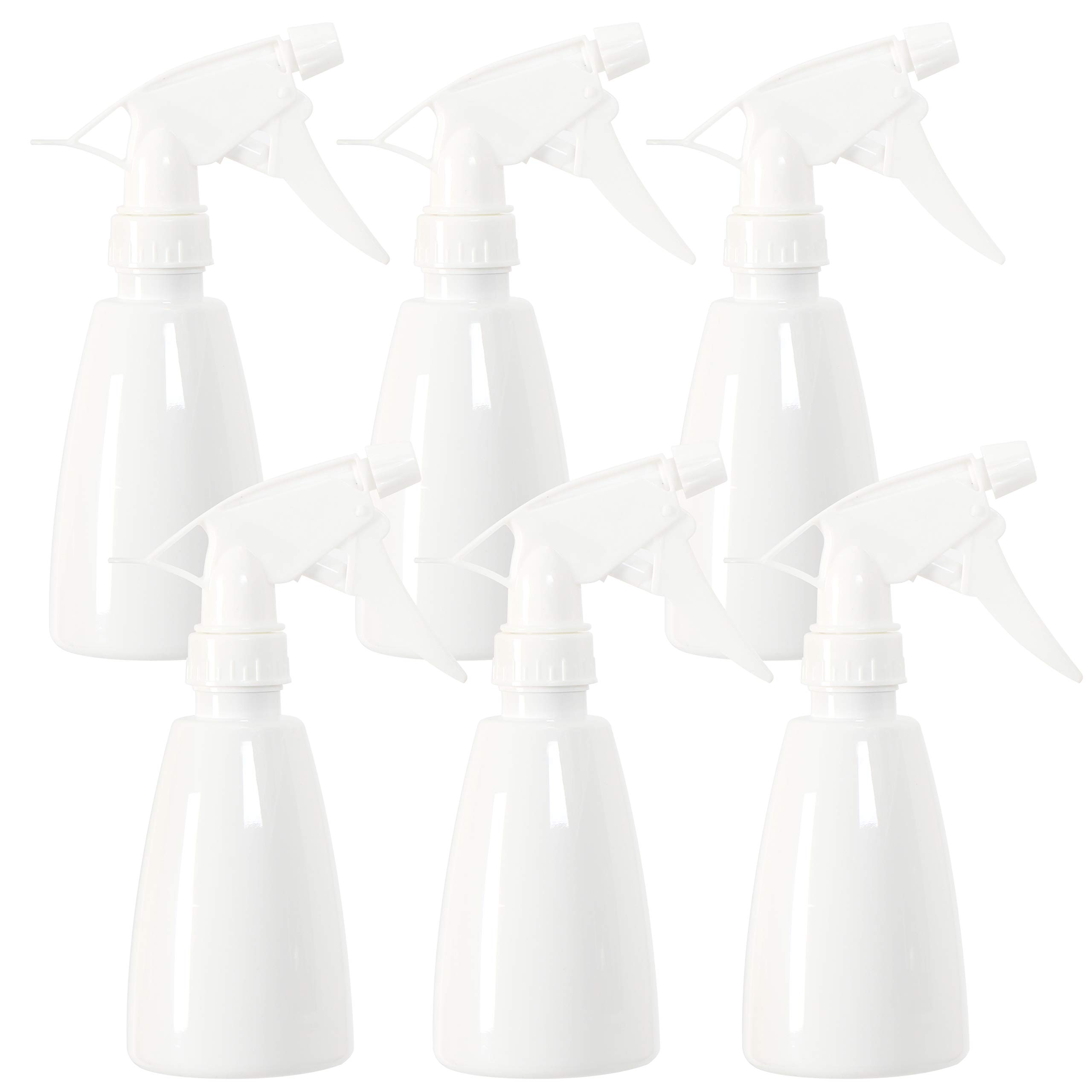 Youngever 6 Pack 8oz Empty Plastic Spray Bottles - Refillable White Mist Bottles for Hair Care, Cleaning Solutions, DIY Beauty & Gardening - Perfect for Salon, Home & Travel Use