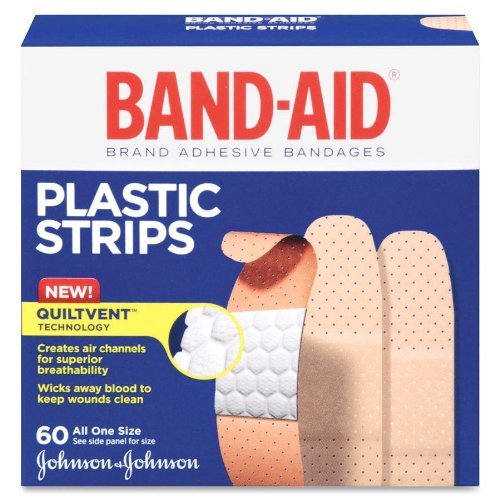 Band-Aid Plastic Adhesive Bandages, 3/4 Inch, One Size Fits All, 60 Count Box - First Aid for Cuts, Scrapes & Minor Wounds at Home, Work or Travel