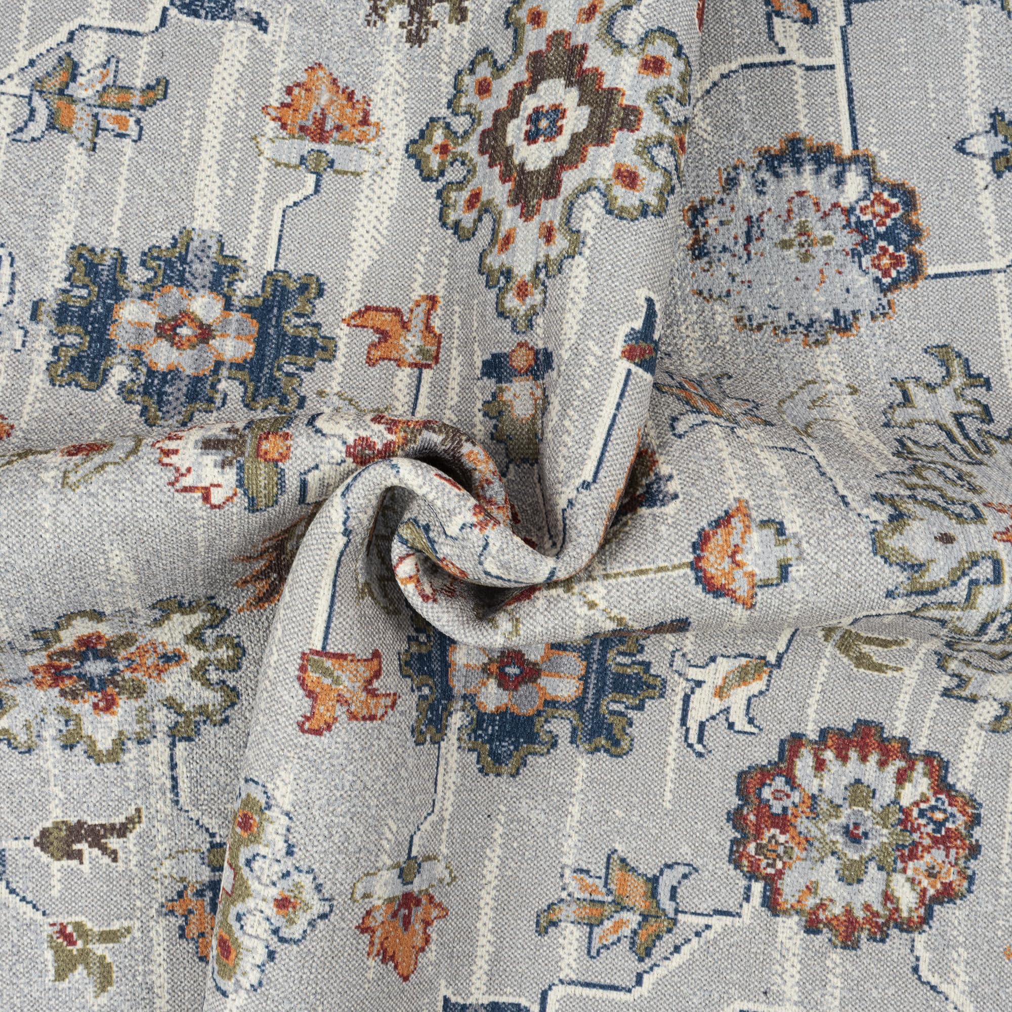 GLN Rugs Traditional Collection - Machine Washable Non-Slip Low Pile Chenille Area Rug 2'6