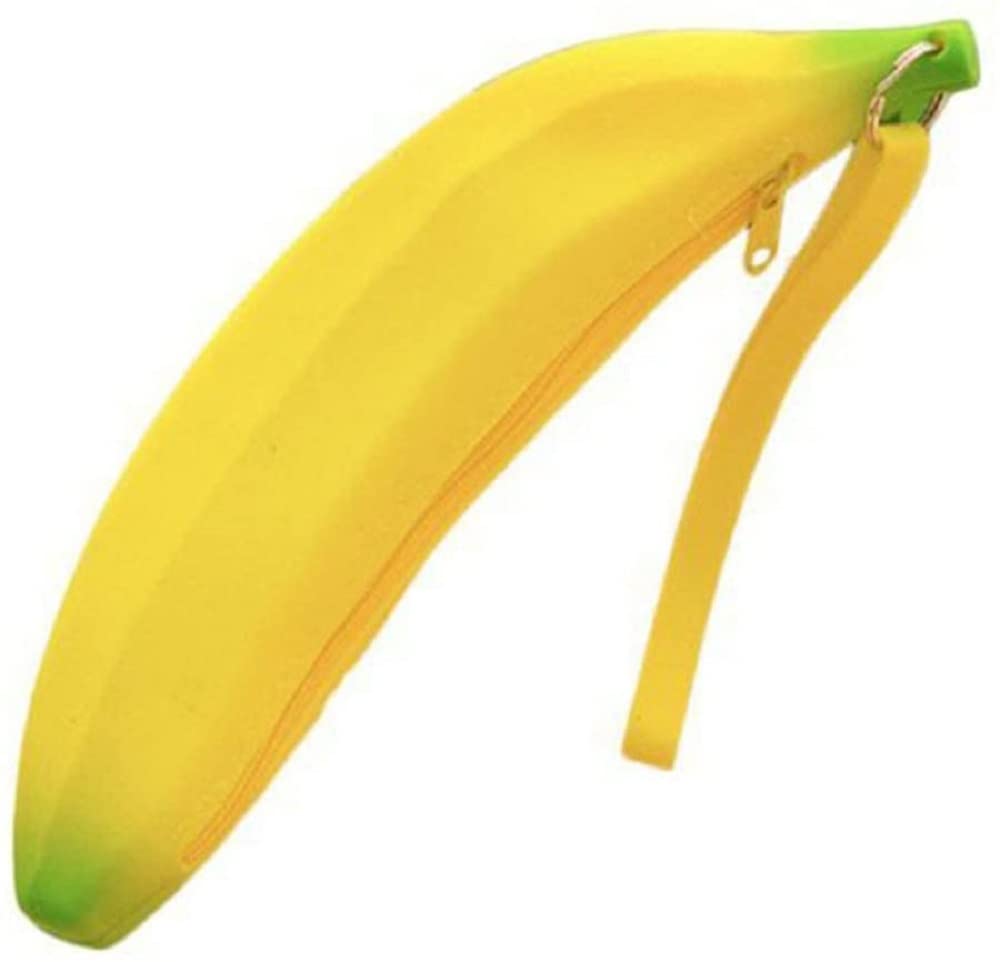Cute Yellow Silicone Banana Coin Pencil Case Holder - Multi-Use Makeup Bag & Coin Purse for School, Office, and Travel (AK-3)