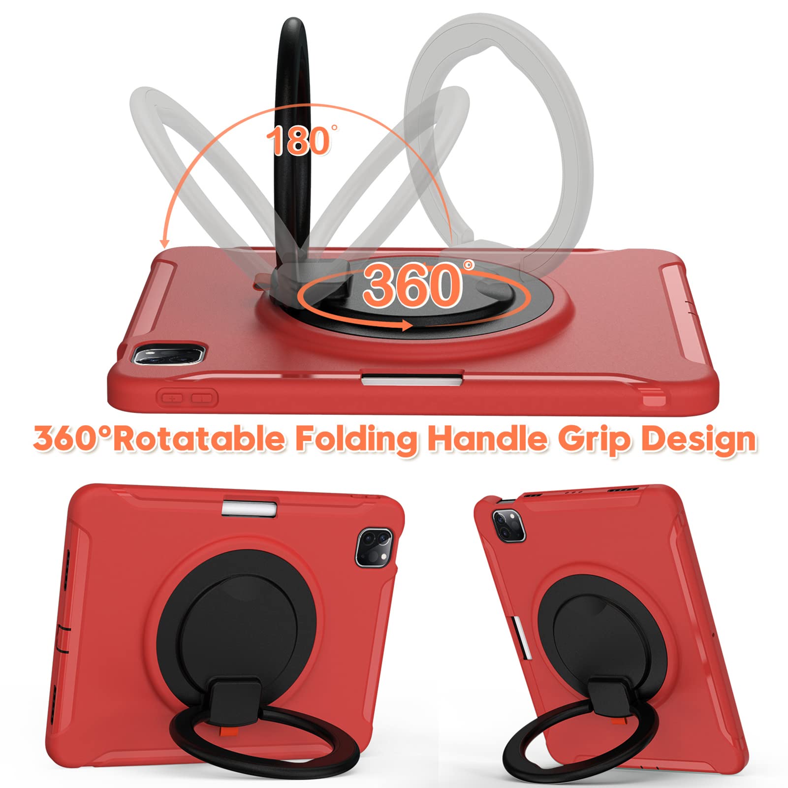 ORIbox Defender Case for iPad Air 5/4 & iPad Pro 11-inch (3rd/2nd/1st Gen) - Heavy Duty Shockproof Cover with 360° Rotating Ring Stand & Kickstand | Full Body Protection for Drops, Bumps & Scratches | Perfect for Work, Travel & Outdoor Use