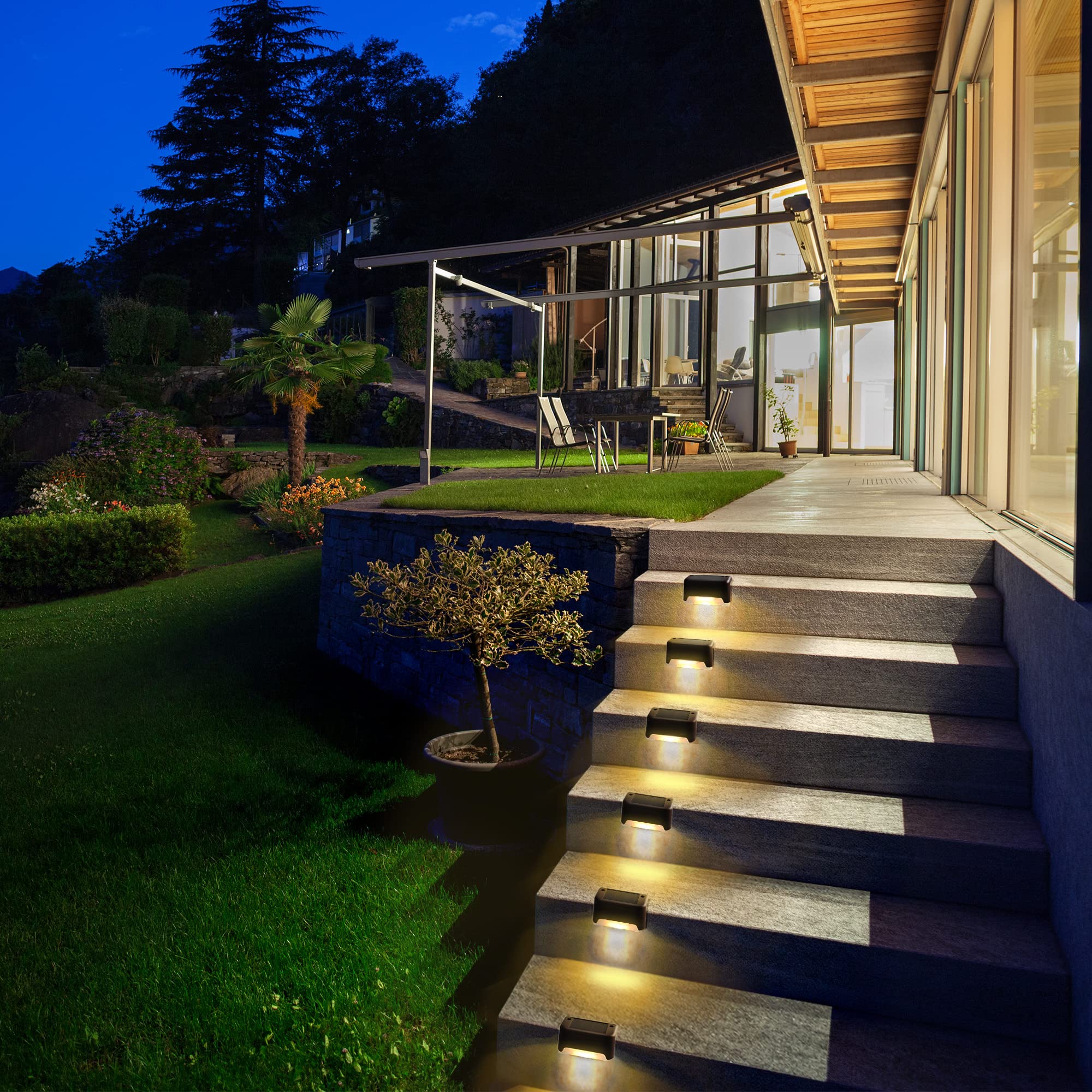 SOLPEX 36 Pack Solar Deck Lights - Waterproof Outdoor Solar Step Lights for Stairs, Fence & Yard (Warm White) - Perfect for Patio & Pathway Lighting