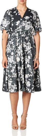 Calvin Klein Women's Short Sleeve Midi Dress with Smocked Waist - Flowy Summer Dress for Casual Outings, Beach Vacations & Date Nights