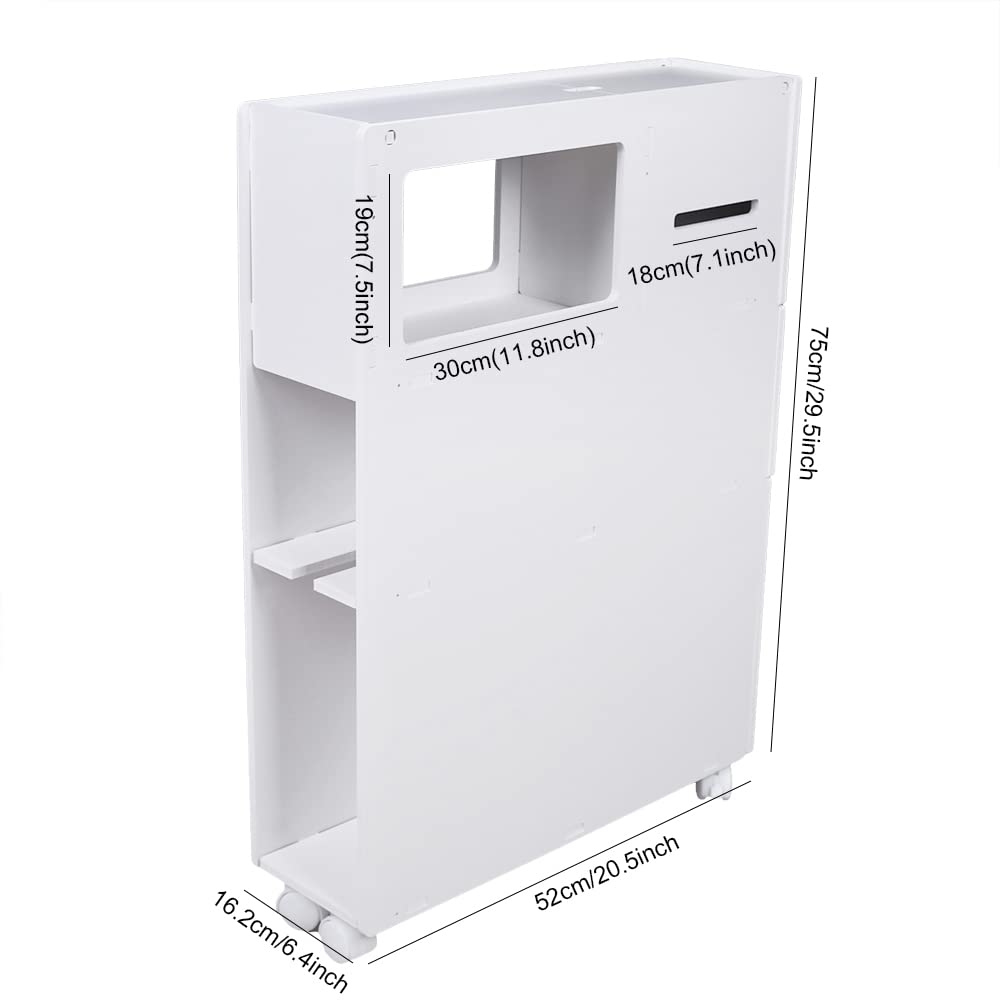 White Bathroom Organizer Cabinet with Doors & Shelves - Narrow Vanity Storage for Towels, Toilet Paper & Bath Essentials - Perfect for Small Bathrooms, Powder Rooms & Apartment Sinks