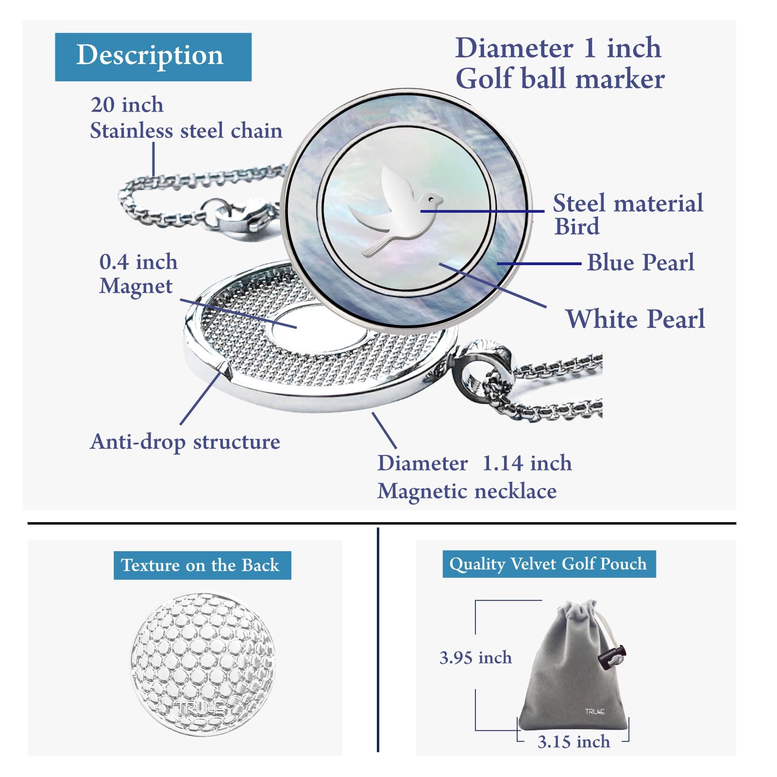 Pearl Golf Ball Marker Necklace - Elegant Golf Accessories & Unique Golf Gifts for Women | Perfect for On-Course Style & Special Occasions