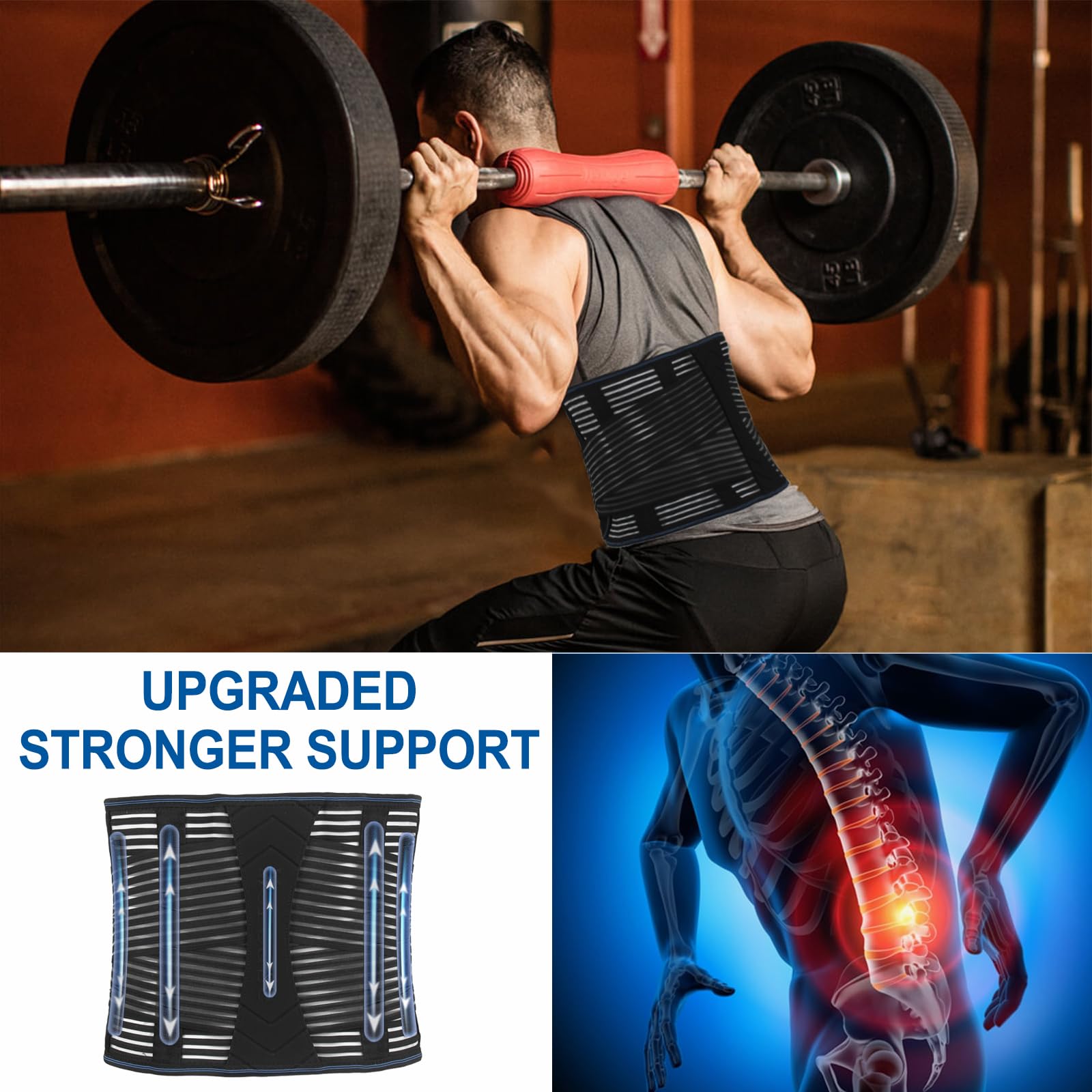 Mercase Back Brace for Lower Back Pain Relief - Lumbar Support Belt with 5 Stays for Herniated Disc & Sciatica - Breathable Adjustable Back Support for Men & Women (XL 45.2-55.1