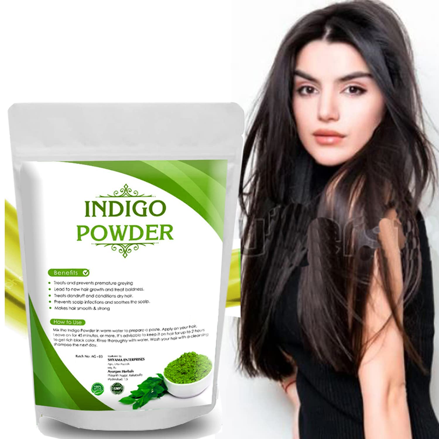 Organic Indigo Powder for Hair Black - 100% Pure Indigofera Tinctoria Leaf Powder | Natural Hair Dye & Care | Perfect for DIY Hair Coloring, Gray Coverage & Ayurvedic Treatments