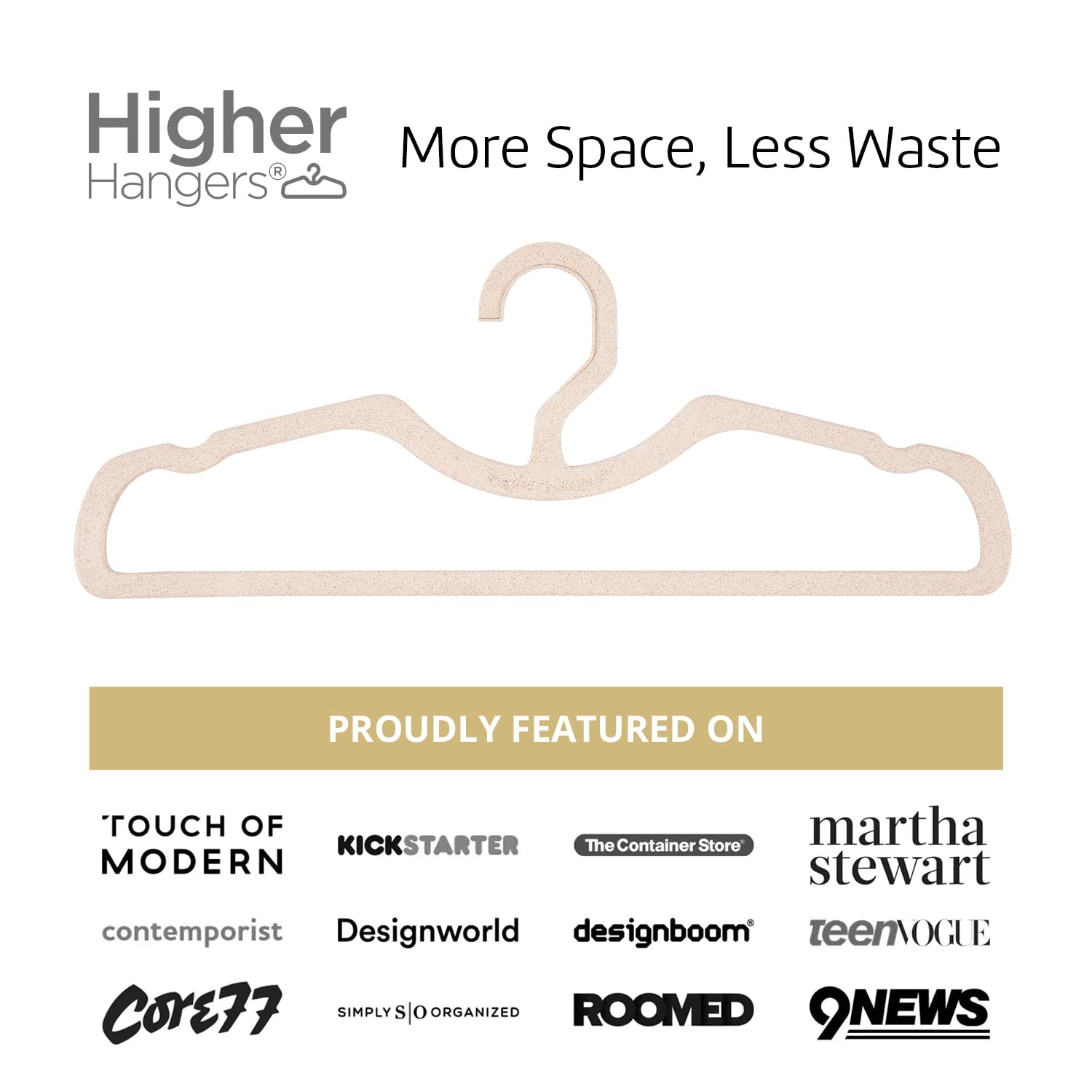 Higher Hangers BioHangers - 120 Pack Eco-Friendly Flaxseed Clothes Hangers | Space Saving Closet Organizer for Dorms, RV, Travel & Home | 17