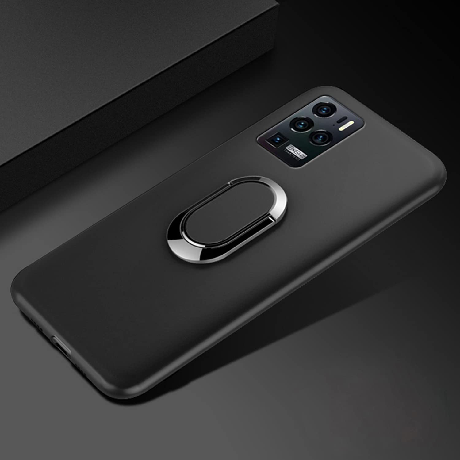 ZMONE Slim Fit TPU Case for ZTE Axon 30 Ultra 5G - Ultra Thin Matte Protective Phone Cover with Magnetic Ring Kickstand (Black) | Perfect for Work, Travel & Everyday Use