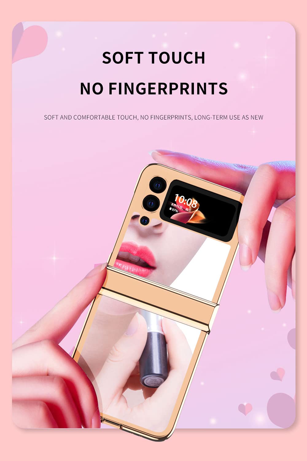 Samsung Galaxy Z Flip 3 5G Case 2021 - Shockproof Hard PC Back Cover with Electroplating Bumper & Hinge Protection | Stylish Rose Gold Phone Case for Women & Girls | Perfect for Makeup Mirror & Daily Use
