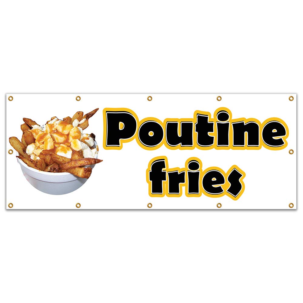 Poutine Fries 120-Inch Vinyl Banner for Concession Stands & Food Trucks - Single-Sided Weatherproof Sign - Perfect for Outdoor Events, Festivals, and Street Food Businesses