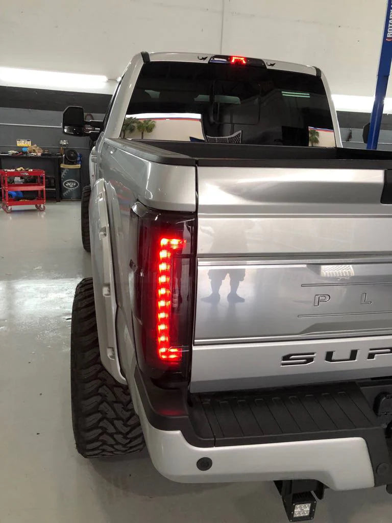 Ford Super Duty F250 F350 F450 F550 2017-2019 LED Tail Lights - Smoked OLED Replacement for OEM - Upgrade Your Truck Lighting for Night Driving & Enhanced Visibility