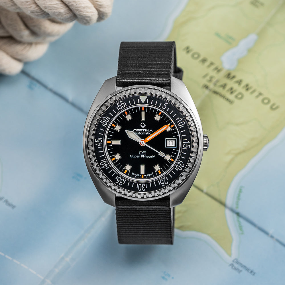 DS Super PH1000M 43.5mm Black Men's Watch with Durable Nylon Strap - Perfect for Outdoor Adventures, Sports & Casual Wear