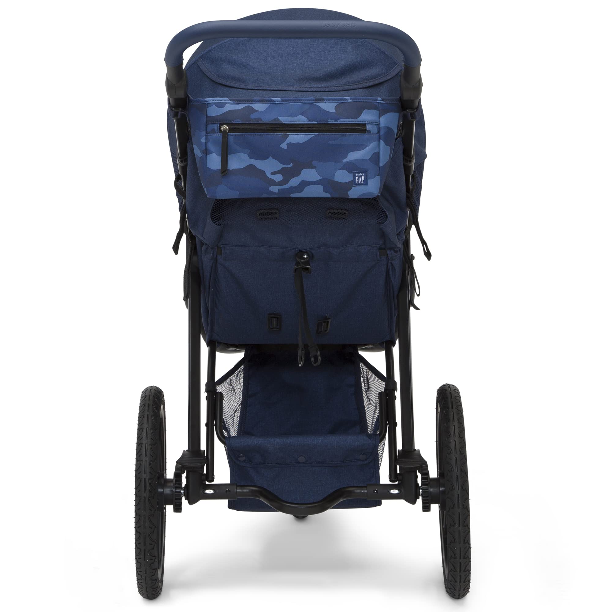 BabyGap Trek Lightweight Jogging Stroller - Adjustable Canopy & Reclining Seat with Car Seat Adapter | Eco-Friendly Navy Camo Design | Perfect for Running, Walking & Outdoor Adventures with Baby