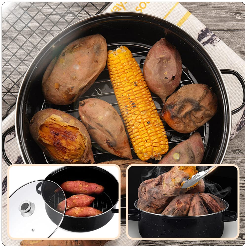 Cabilock Cast Iron Roasting Pan Set for Sweet Potatoes, Chestnuts, Corn - Versatile Baking & Roasting Container for Kitchen Use - Perfect for Camping, BBQs, and Holiday Cooking