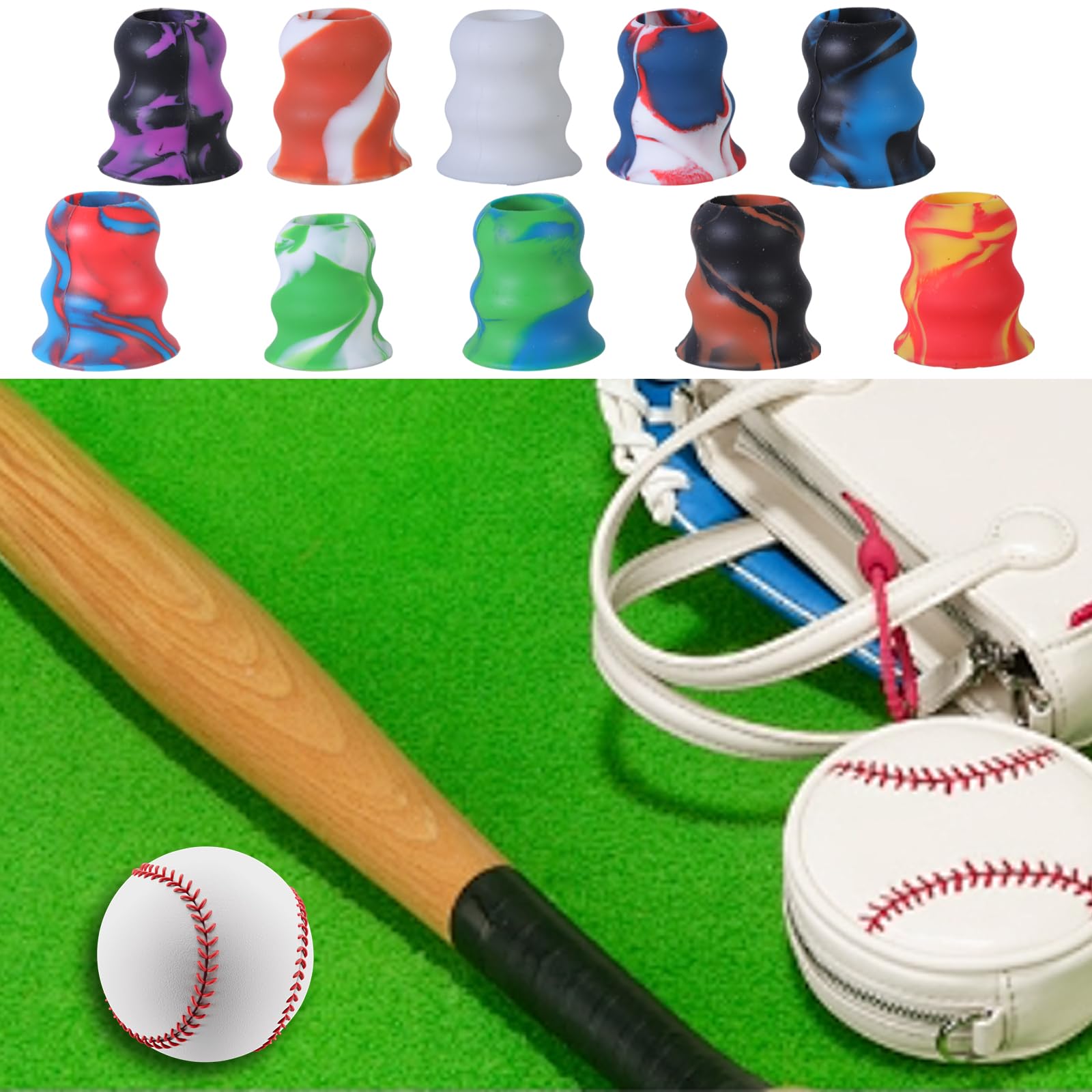 Baseball Bat Silicone Protective Sleeve - Enhanced Grip, Comfortable Taper Knob Cuff for Softball & Baseball Bats - Perfect for Training, Games, and Practice Sessions
