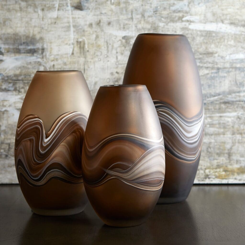 Cyan Design 10479 Nina Vase - Amber Swirl Small Glass Vase for Home Decor, Wedding Centerpiece, Tabletop Display & Floral Arrangements