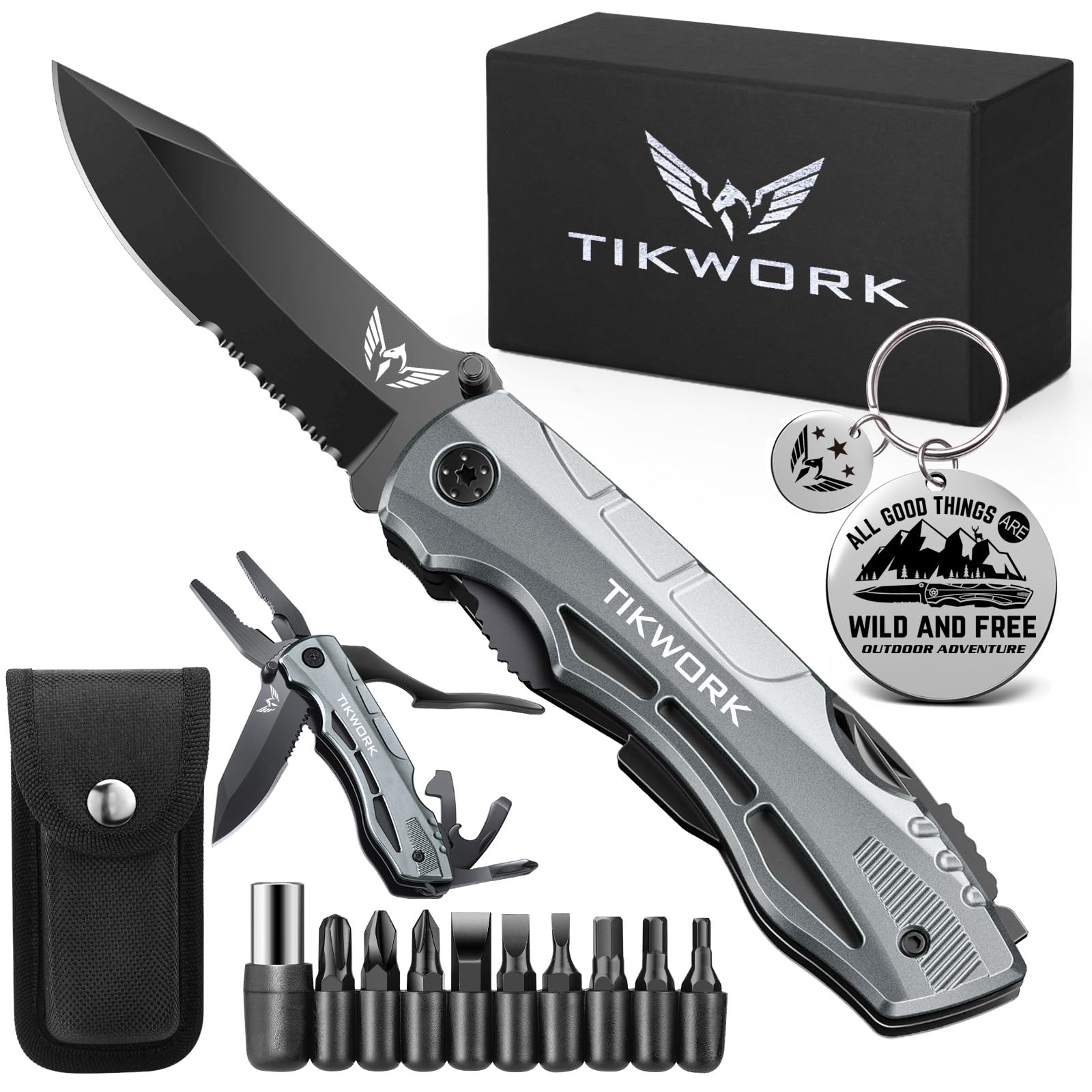 Multitool Pocket Knife for Men - Perfect Gift for Dad, Boyfriend | Camping, Hiking, Survival Tool