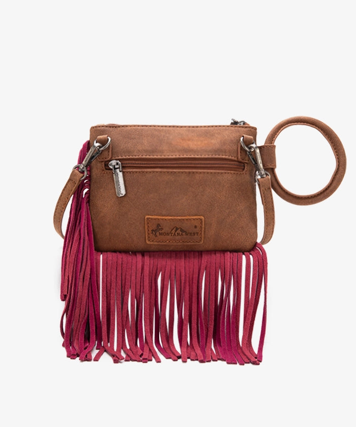 Montana West Southwestern Fringe Crossbody Bag for Women - Stylish Leather Purse with Tribal Pattern - Perfect for Casual Outings, Music Festivals & Western Fashion