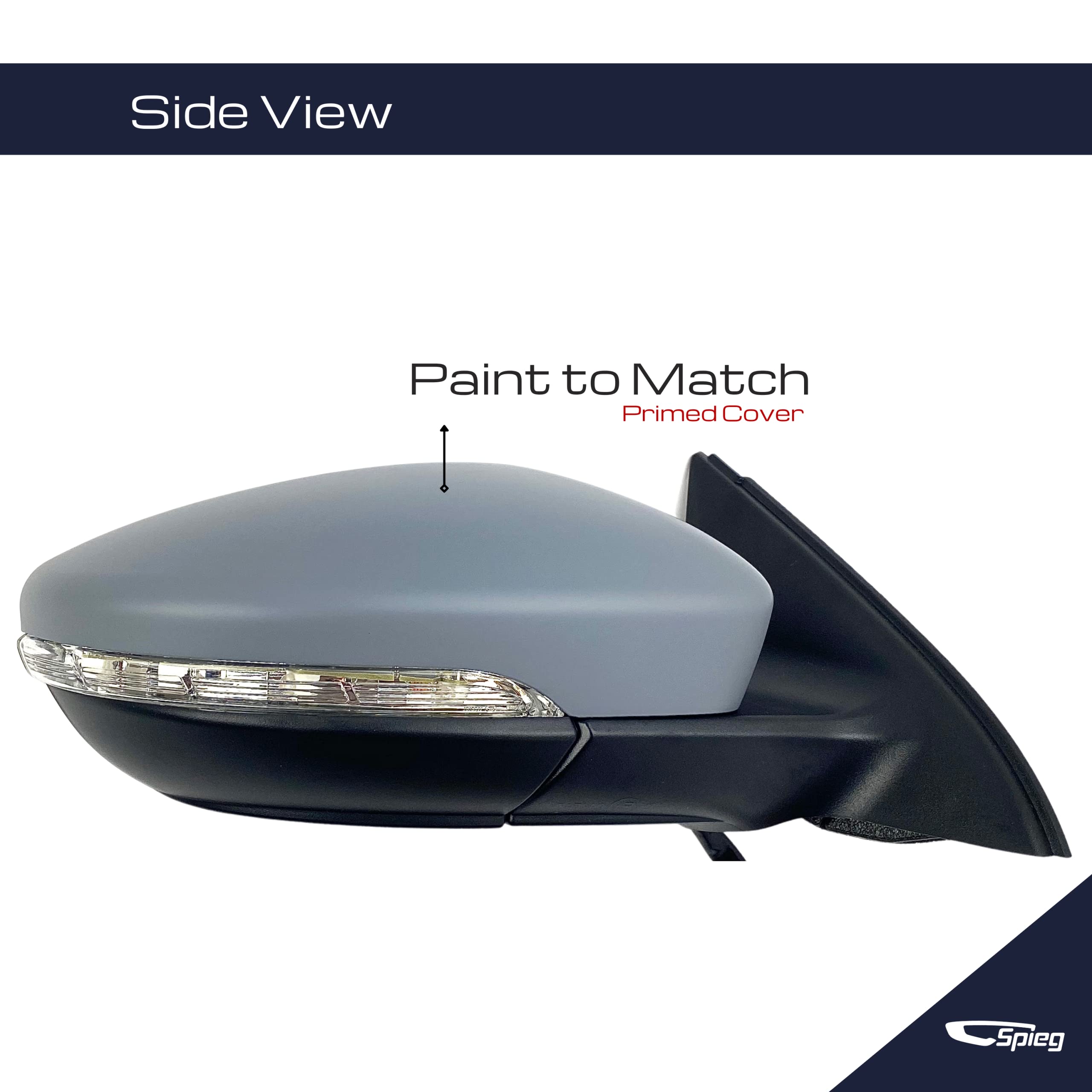 2012-2018 Volkswagen Jetta GLI Hybrid Right Passenger Side Mirror - Power Adjustable Heated Manual Folding with Turn Signal Light | 6-Pin Connector | Paint to Match OEM Replacement | Perfect for Daily Commuting and Safe Lane Changes